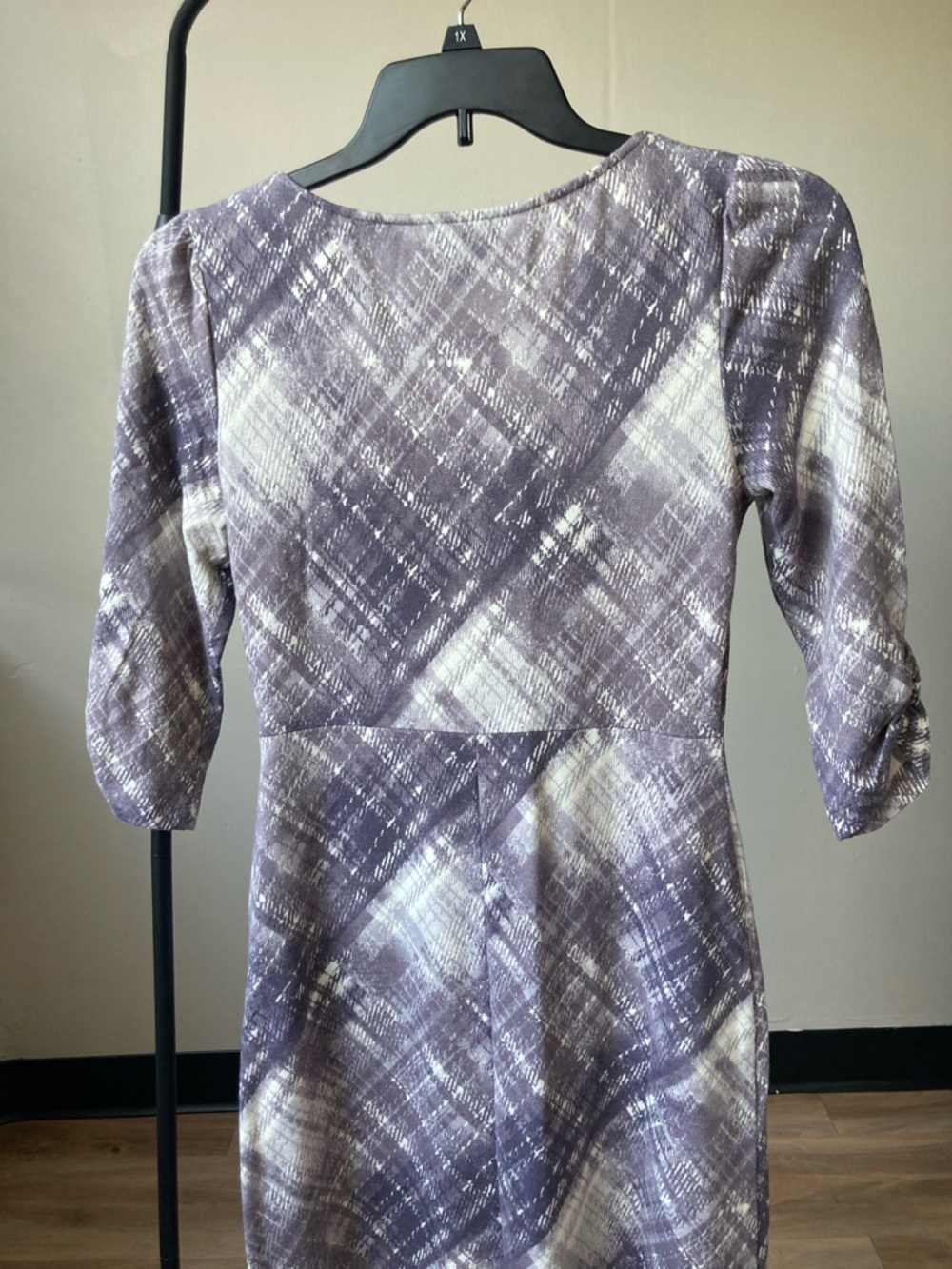 Connected dress dusty lavender plaid print dress casual office size 4 - Picture 13 of 17